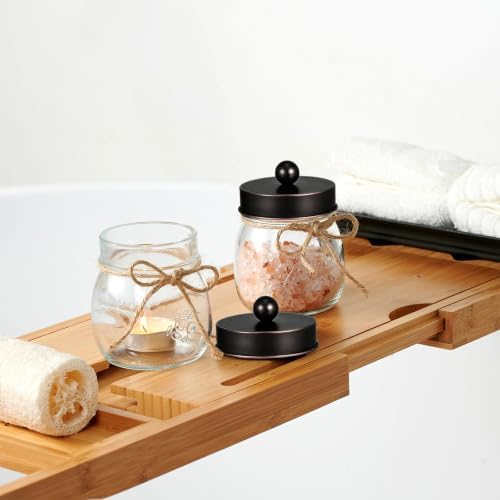 SheeChung 3 Pack Glass Mason Jar Qtip Holder with ORB Stainless Steel Lids - Image 4