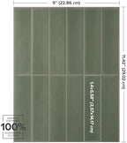 Smart Tiles Peel and Stick backsplash, Stacked Olive Green, 11.43"x9" - Image 3