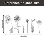 Black Simple Flower Plant Wall Decals, 2 Sheets Large Boho Floral Modern Wall Stickers Peel Stick Sketch Wildflower Wallpaper Art Decor for Bedroom Living Room Office Gifts for Mom(11.8x35.4 in/Sheet) - Image 7