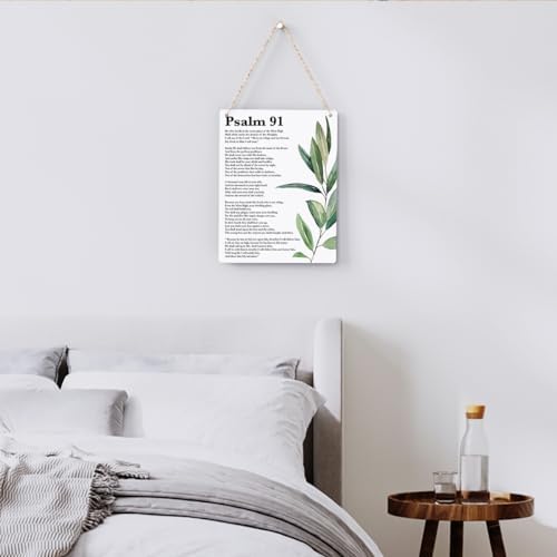 Inspirational Scripture Wall Art Bible Verses Psalm 91 Wall Decor Christian Wall Art Decor Prayer Room Decor Religious Gifts, Wooden Sign for Home Office Nursery Bathroom Decoration 8x10 Inches - Image 3