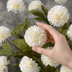 6 Pcs Large Faux Flowers Pompon Mums for Vase, 27" Fake Flowers Branches - Image 2