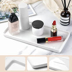 Gurygo 10" Ceramic Vanity Tray for Bathroom Counter - Large Rectangle Kitchen Soap Tray - Ceramic Trays for Kitchen Counter, White - Image 7