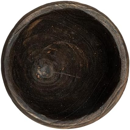 Creative Co-Op Rustic Paulownia Footed Wood Bowl, Charred Brown - Image 3
