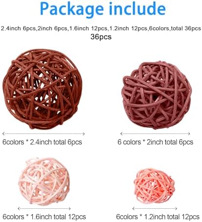 Patelai Wicker Ball Orbs,Boho,2.4'',2'',1.6'',1.2'' - Image 2