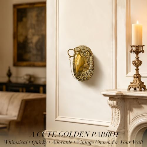 Juedawyal Gold Parrot Animal Head for Wall Decor with Glasses, Resin Animal Wall Sculpture for Home Living Room Bedroom & Office Accent - Image 2