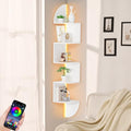 Waipfaru Corner Shelf, 5 Tier Bookshelf with LED Light, Corner Shelf Wall Mounted, Floating Shelves for Wall, Display Stand for Bedroom, Living Room, Bathroom, Home, Office, White by Waipfaru
