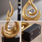 Modern Abstract Art Table Decoration,Resin Flame Statue Modern Centerpiece Ornaments for Living Room Great Gift Idea Home Decor,Collectibles (Gold) - Image 5