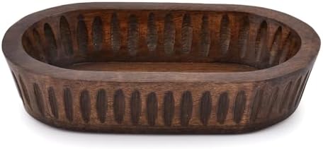 Samhita Mango Wood Decorative Bowls for Home Décor, Decorative Long Wooden Bowl for Table Centerpiece (10" x 6" x 2") - Image 2