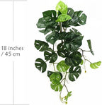 Artificial Monstera Plants, Fake Tropical Palm Small Potted Faux Hanging Greenery Mini Plants for Indoor Outdoor Home Office Garden Houseplants Pot Decor Wedding Party DIY Decoration - Green 2 Pack - Image 5