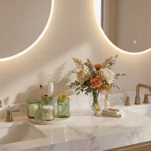 4pcs Green Glass Bathroom Accessories Set - Image 3