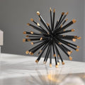 6.5” Modern Starburst Metal Tabletop Sculpture, Black Shelf Accent Decor by Retrome