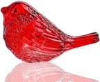 Red Crystal Bird Figurine Hand Blown Glass Collectible Decor by HDHYALINEDORA
