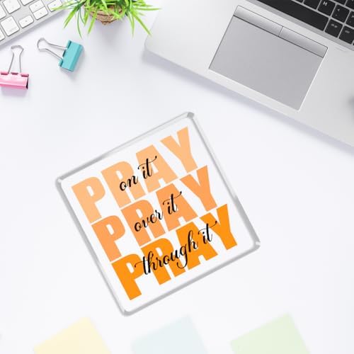 Orange Room Decor, Inspirational Christian Gifts for Women, Orange Dorm Bathroom Room Decoration, Office Decor for Women, Acrylic Office Desk Accessories Decoration Wall Art Sign - Pray through it - Image 4
