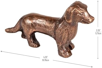 Mind Reader Dachshund Figurine, Desk or Bookshelf Home Decor, Cast Aluminum, Antique Brass Finish - Image 3