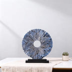 Blue Home Decor Sculpture, Unique Round line Statue, Modern Home Decor, Decorative Panel Statue for Living Room tv Cabinet, Office, Bedroom, Dining Table Center Blue Decor - Image 3