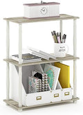 Furinno Turn-N-Tube 3-Tier Compact Multipurpose Shelf Display Rack with Classic Tube, Sonoma Oak/White by Furinno-FitsYourSpaceFitsYourBudget