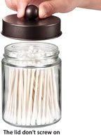 Amolliar Glass Apothecary Jar Qtip Holder Metal Lids 4pc/Bronze - Image 4