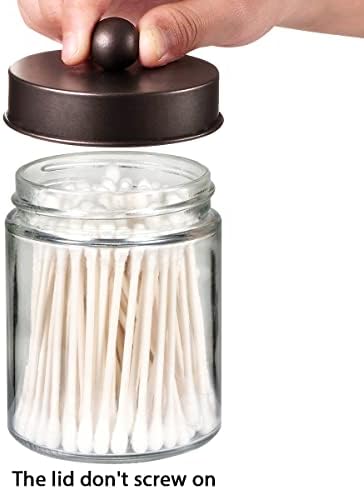 Amolliar Glass Apothecary Jar Qtip Holder Metal Lids 4pc/Bronze - Image 4