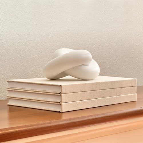 Decorative Linen Book Set – Set of 3 Extra Large Real Books | Coffee Table & Shelf Mantle Decor | Modern Home Decoration | Guest Book Journals [Cream/Natural] - Image 2