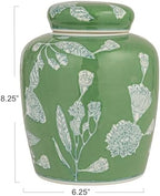 Creative Co-Op Decorative Ceramic Ginger Jar with Lid, Green - Image 2