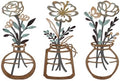 ARTINME 3 Pieces Metal Flowers Wall Arts - Rustic Farmhouse Decor Minimalist Flower Wall Decors for Living Room Bathroom Kitchen Bedroom Dining Room - Housewarming Gifts (Brown) by Artinme