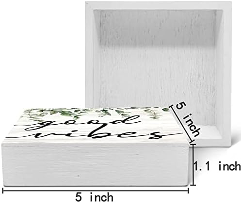 SRADMO Botanical Eucalyptus Leaves Wood Box Sign Desk Decor - Image 2