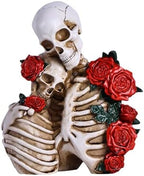 Halloween Skeleton Decor, Gothic Skeleton Couple Resin Statue with Roses by XYQXYQ