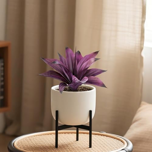 Artificial Flowers for Outdoors Artificial Agave Fake Plants Faux Agave Artificial Plants Outdoor Fake Flowers Outdoor Faux Plants Indoor Uv Resistant Artificial Plants 14.2In(Purple，2pcs) - Image 4
