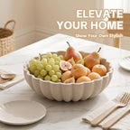 Large Decorative Fruit Bowl, Snack Candy Bowl, Flower Beige - Image 4