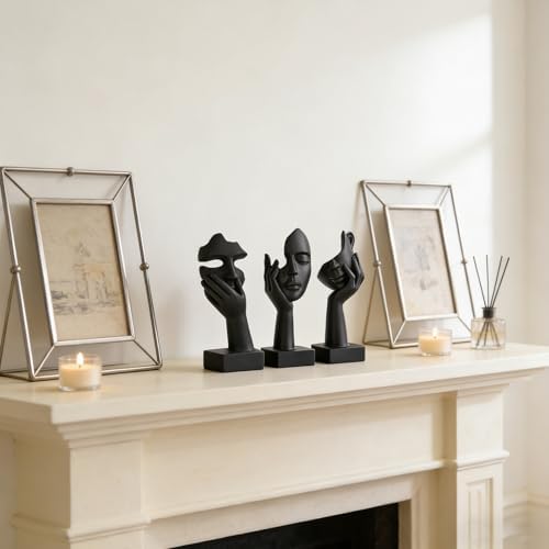 3 Pcs Thinker Small Statue Set - Black Art Abstract Home Accent Figurines for Decor Bedroom, Shelves, Living Room Coffee Table, Office Desktop (3 Pcs Black, 6") - Image 6