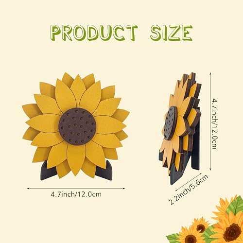 Sunflower Decor For Tables, Farmhouse Sunflower Standing Wooden Table Sign, Spring Summer Decor For Home Office Tables Kitchen Farmhouse, Ideal Gift For Friend Family Teacher - Image 2