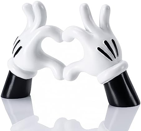 Black White Resin Cartoon Heart Hand Figurine Minimalist Home Decor by FelyHos