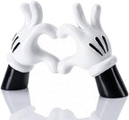 Black White Resin Cartoon Heart Hand Figurine Minimalist Home Decor by FelyHos