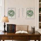 WAKOSAN Rustic Wood Window Frame Wall Decor with Wreath & Arrows, Set of 2 - Image 4