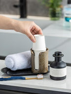 Ceramic Bathroom Cup Dispenser, 3 Oz Mouthwash Cup Dispenser, Brown - Image 6