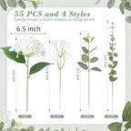 55pcs Hydrangea Artificial Flowers, Silk Fake Flower for Home Vase Decor - Image 2