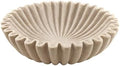 10'' Large Ruffle Decorative Fruit Bowl for Entryway Coffee Table Scalloped Purse Key Holder Kitchen Countertop Console Modern Organic Home Decor, Artificial Stone Beige by Unknown