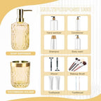 RRM Glass Bathroom Toothbrush Holder and Soap Dispenser Set,Clear Gold - Image 3