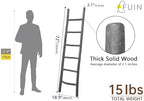 FUIN Blanket Ladder, 6ft Rustic Solid Wood Decorative Ladder, Grey - Image 4