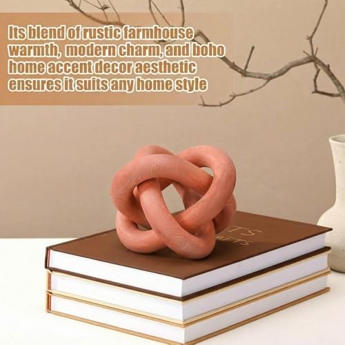 Yalikop 3 Link Wood Knot Decor Rustic Table Shelf Accents, Orange - Image 3