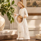 Mother and Child Figurine, Mom and Boy Holding Hands Walking Together by Unknown
