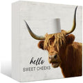 Highland Cow Bathroom Decor - Hello Sweet Cheeks Bathroom Decor, Rustic Highland Cow Western Wood Sign, 5 X 5 Inches by Unknown