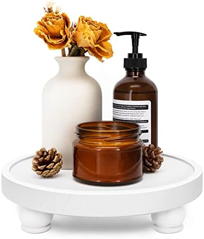 EOSAHR Wood Display Riser: Pedestal Stand for Bathroom Boho Decor, White by EOSAHR