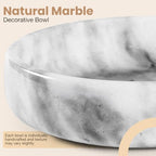 FNTSTICGOODS Marble Decorative Bowl - 7.5" White/Grey Solid Marble Centerpiece - Handmade Stone Fruit Bowl - Catch-All or Key Bowl for Kitchen - Modern Minimalist Decor - Image 4
