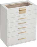 SONGMICS Jewelry Box Organizer, 6-Layer Storage with 5 Drawers, Glass Lid by SAJOMA