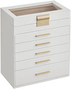 SONGMICS Jewelry Box Organizer, 6-Layer Storage with 5 Drawers, Glass Lid by SAJOMA