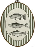 dvhdajed Vintage Fishing Hunting Oval Wall Art Decor, Wood land Cabin Lake Fish Framed Canvas Art, Farmhouse Fish Decorations, Rustic Green Striped Wall Hanging Decor for Boys Room Bedroom, 8.7x11.3 by dvhdajed