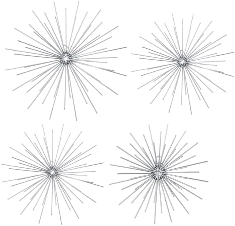 Shimeyao 4 Pcs Silver Starburst Wall Decor, Metal 3D Spike Wall Art Set - Image 2
