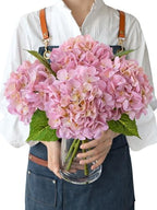 JINWOE Light Pink Real Touch Artificial Hydrangeas, 4PCS 21" Latex Lifelike Hydrangea Artificial Flowers for Decoration, Faux Vintage Silk Fake Flowers for Centerpieces Tables Party Outdoor Home by JINWOEArtificialFlowers