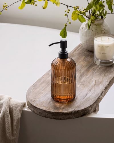 JASAI 18Oz Amber Glass Soap Dispenser with Black Pump for Hand Soap - Image 7